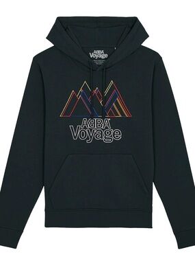ABBA Voyage Polar Mountains Black Hoodie Embroidered Graphic NWOT Med Unisex